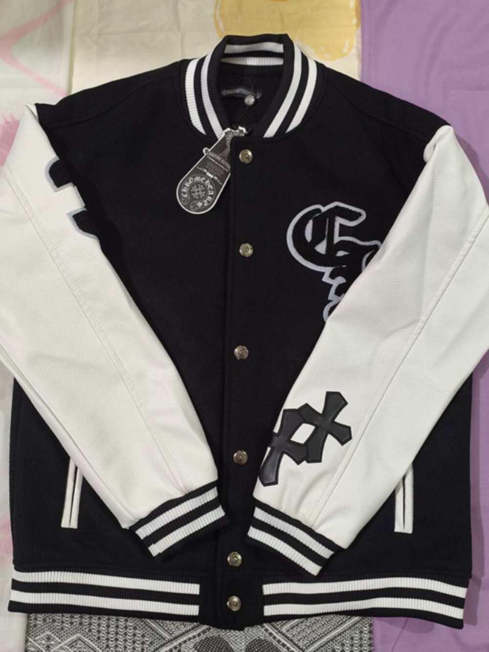 Chrome Hearts Color-Block Varsity Jacket